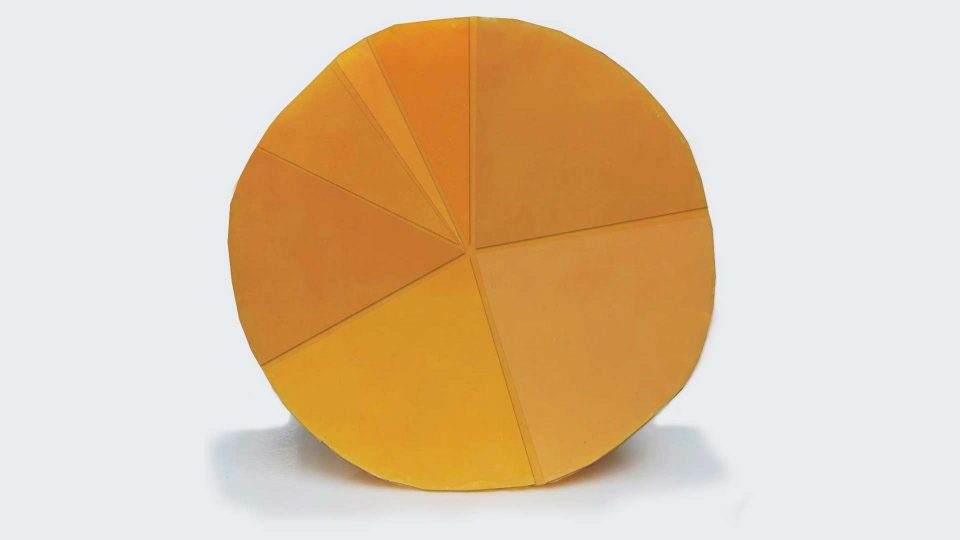 block of cheddar cheese used as a graph for information