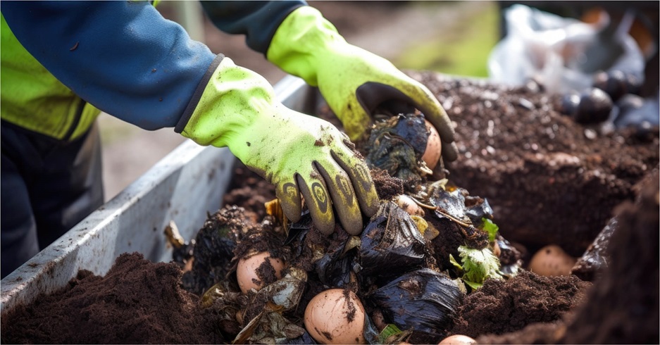 Photo of person sorting through compost